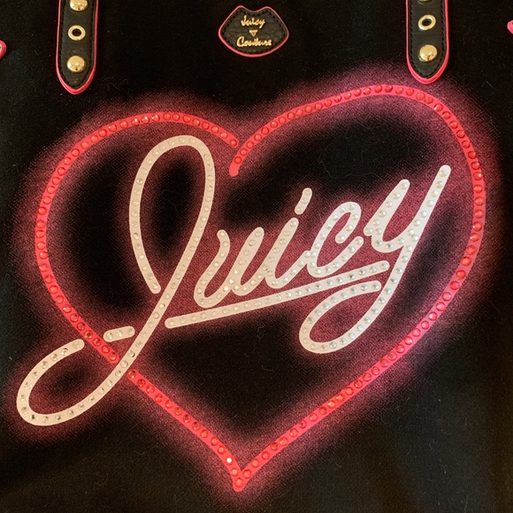 JUICY COUTURE Sport Tote Bag Black & Pink Heart - Picture 3 of 7
